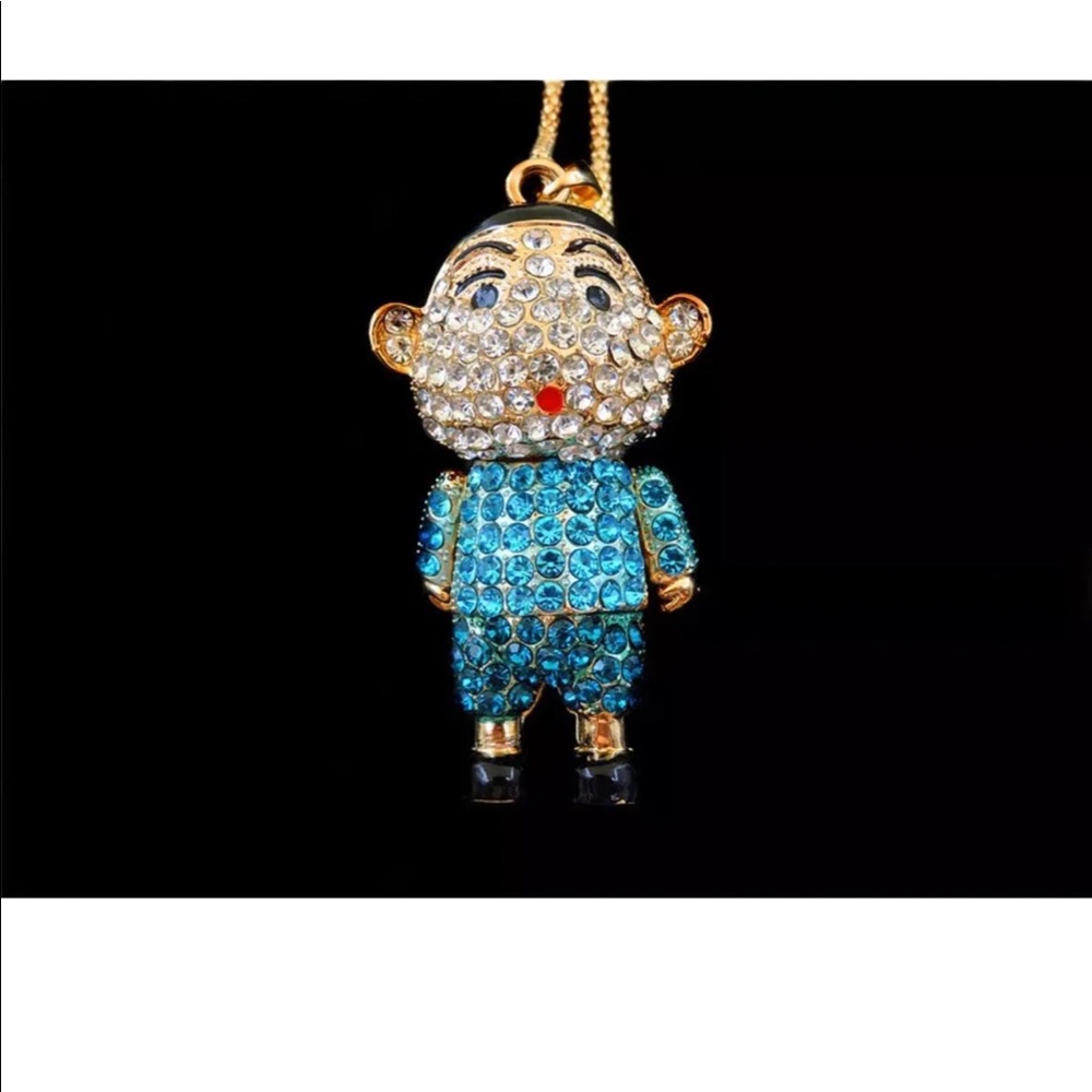 Crystal Cartoon Boy Necklace (moveable Parts)
